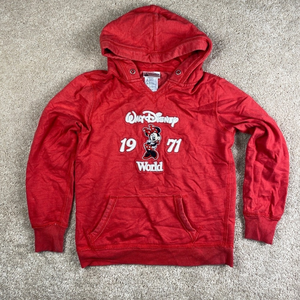 Disney Parks Minnie Mouse Walt Disney‎ World 1971 Red Hoodie Kids Large L 12A